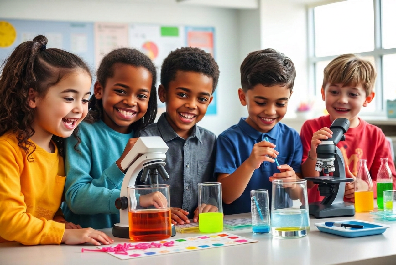 Students conducting hands-on STEM experiments at All Smart Kids Academy
